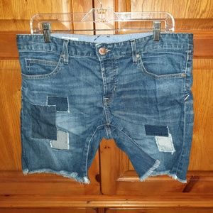 Gap 1969 Boyfriend Denim Patchwork Shorts